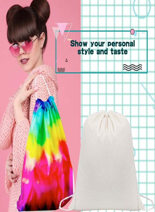 Conagel 15 Pcs Tie Dye Drawstring Bags White Cotton Drawstring Bags Tote Backpack Bulk Items to Tie Dye DIY Birthday Party Favors - Image 4